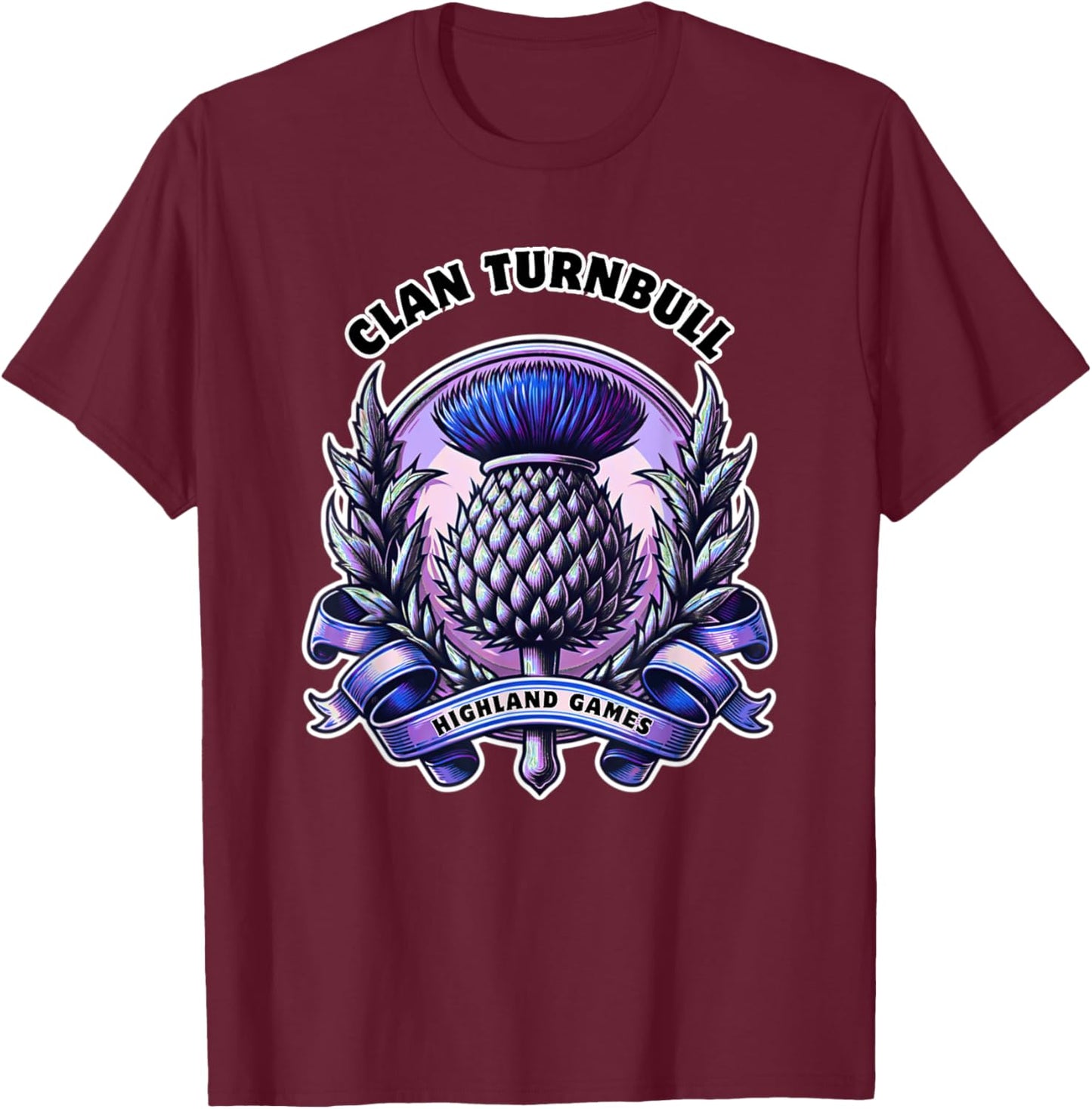 Turnbull Clan Scottish Thistle Gaelic Games T-Shirt - T-Shirt | Maroon
