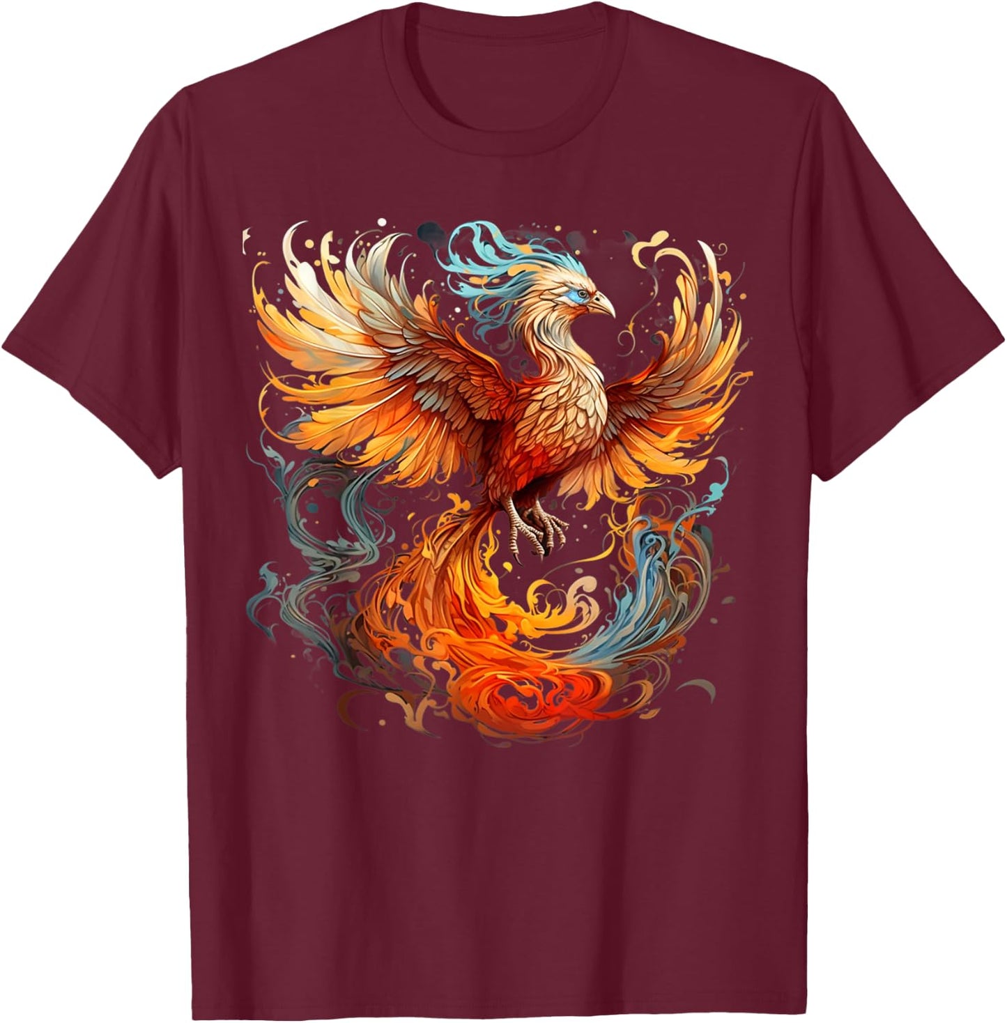 Rising Phoenix Majestic Fire Bird Fenix Fantasy Mythological T-Shirt - T-Shirt | Maroon
