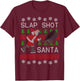 Funny Santa Hockey Puck Ugly Christmas Slap Shot Santa T-Shirt - T-Shirt | Maroon