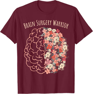 Brain Surgery Warrior Floral Brain Tumor Cancer Survivor T-Shirt - T-Shirt | Maroon