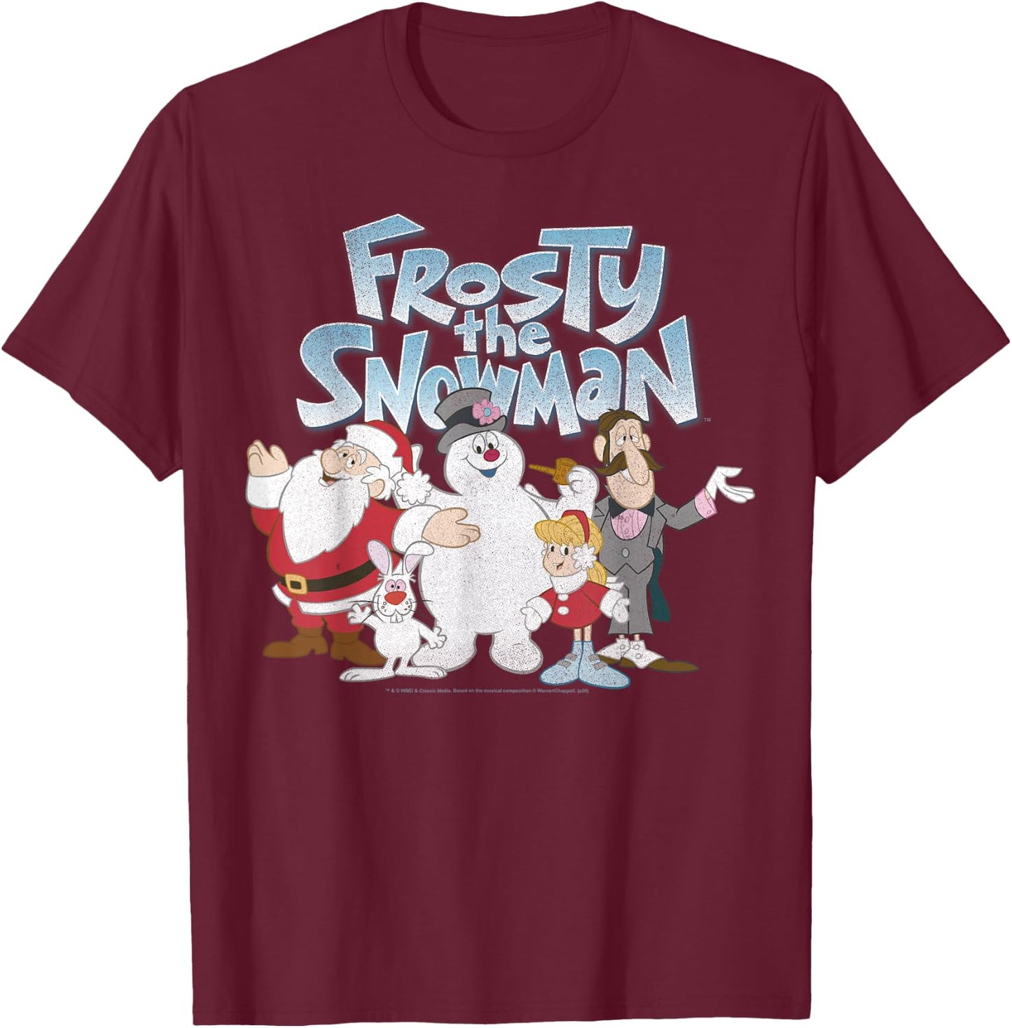 Frosty The Snowman Group Shot Logo T-Shirt - T-Shirt | Maroon