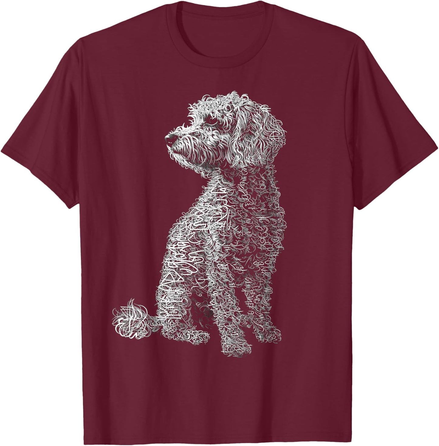 Poodle Dog Drawing Abstract Animal Pet Art Graphic Poodle T-Shirt - T-Shirt | Maroon