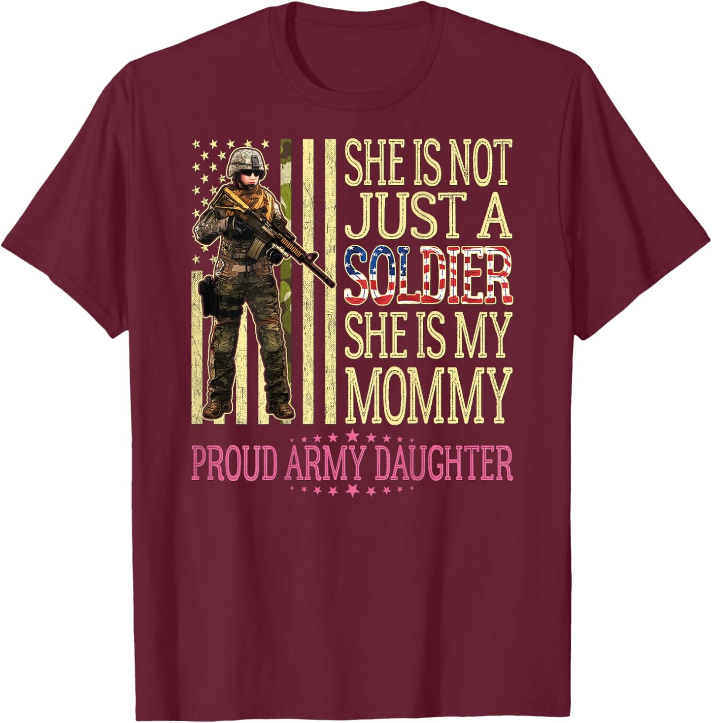 My Mommy Is My Soldier Hero - Proud Army Daughter Child Gift T-Shirt - T-Shirt | Maroon
