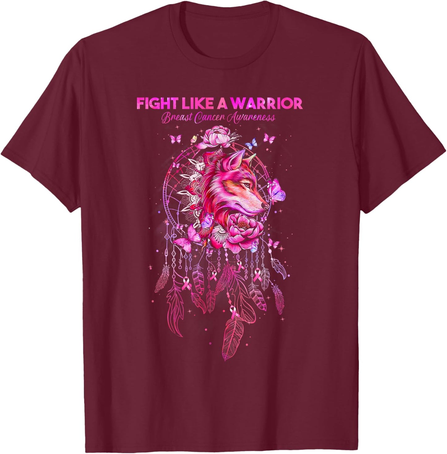 Fight Like a Warrior Breast Cancer Awareness Survivor Gifts T-Shirt - T-Shirt | Maroon