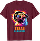 Texas Total Solar Eclipse 2024 Pug Dog With Glasses Women Kids T-Shirt - T-Shirt | Maroon