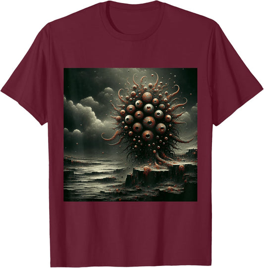 Eldritch Nightmare Lovecraftian Horror Fear of Eyes Graphic T-Shirt - T-Shirt | Maroon
