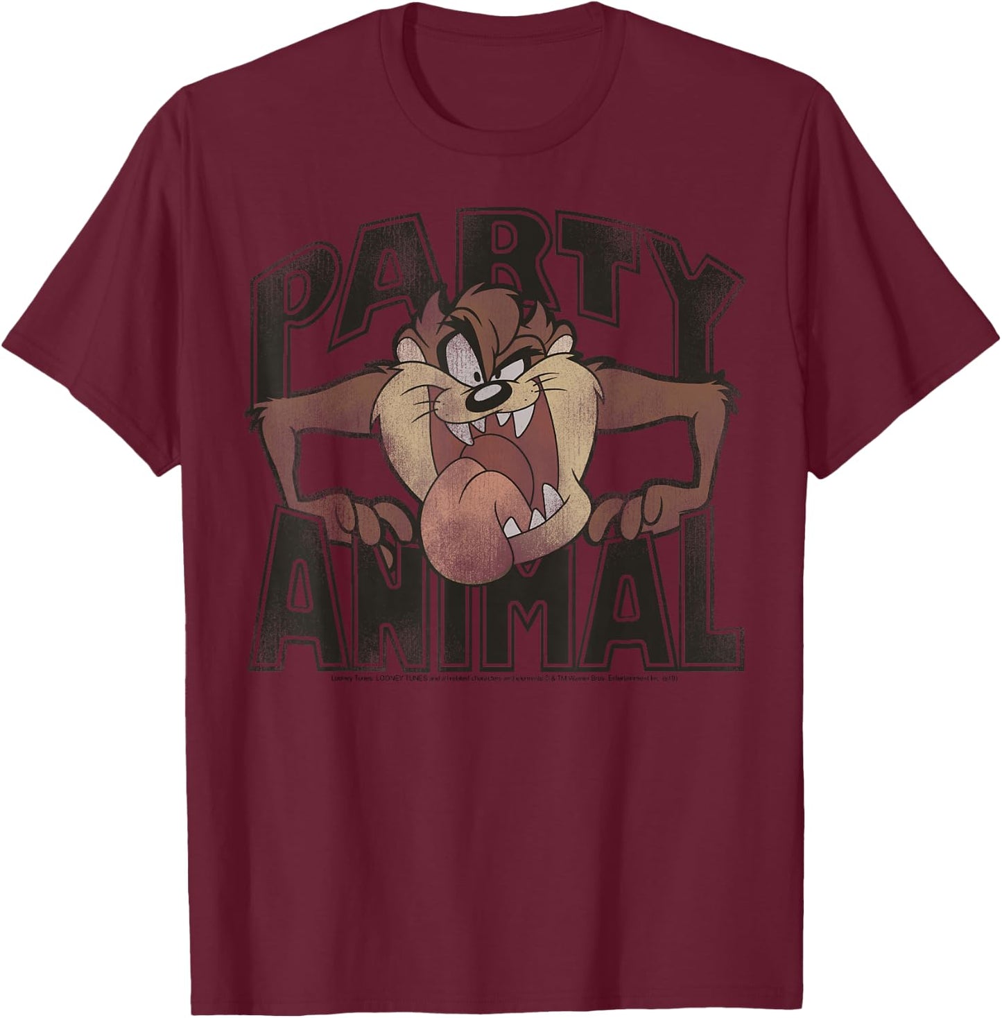 Looney Tunes Taz Party Animal Portrait T-Shirt - T-Shirt | Maroon