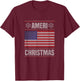 Ameri' Christmas Funny American Christmas Flag T-Shirt - T-Shirt | Maroon