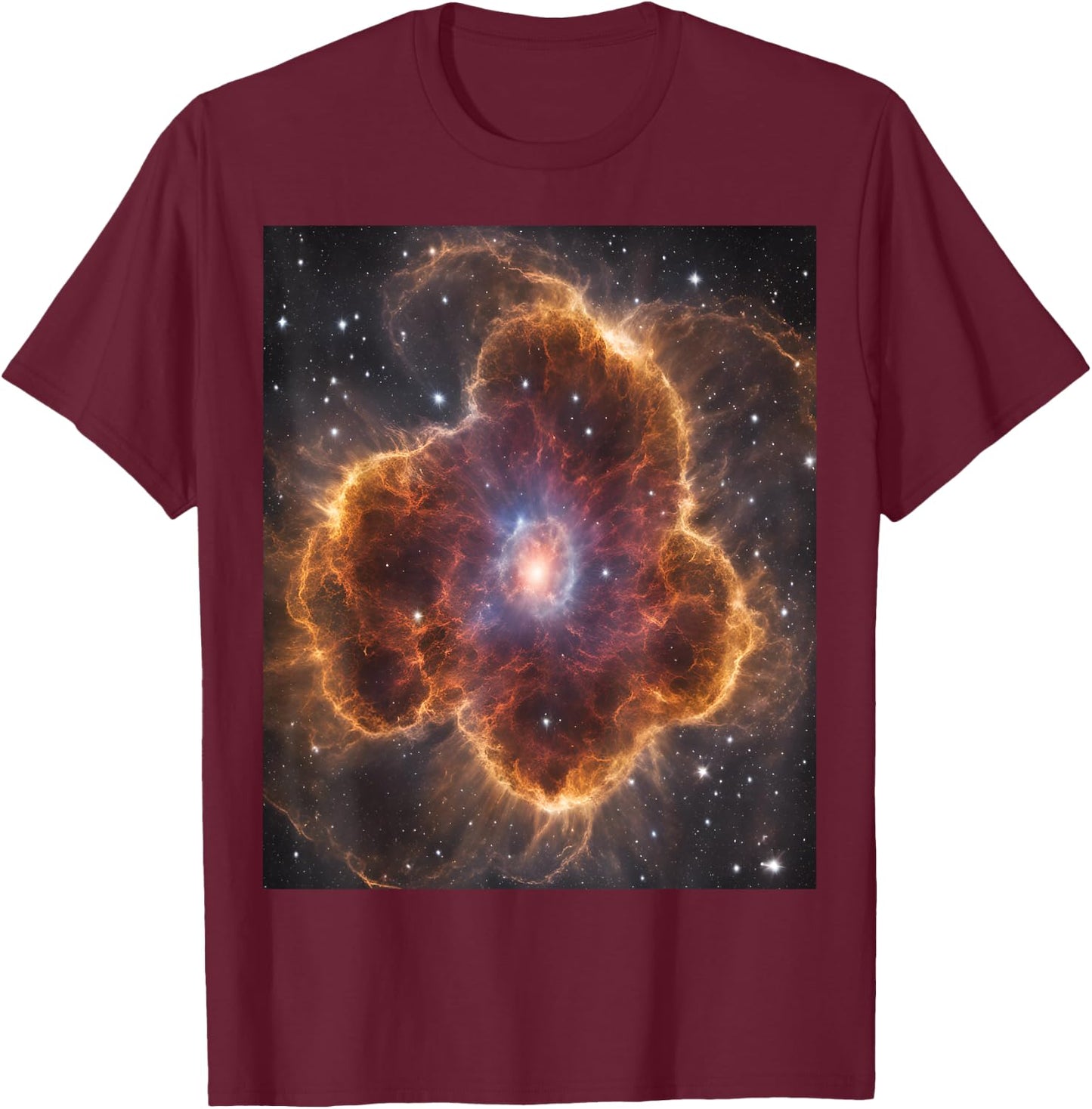 Eads Designs Mesmerizing Supernova Explosion Art - Women's Adults Black Regular Fit Small US Size T-Shirt - T-Shirt | Maroon