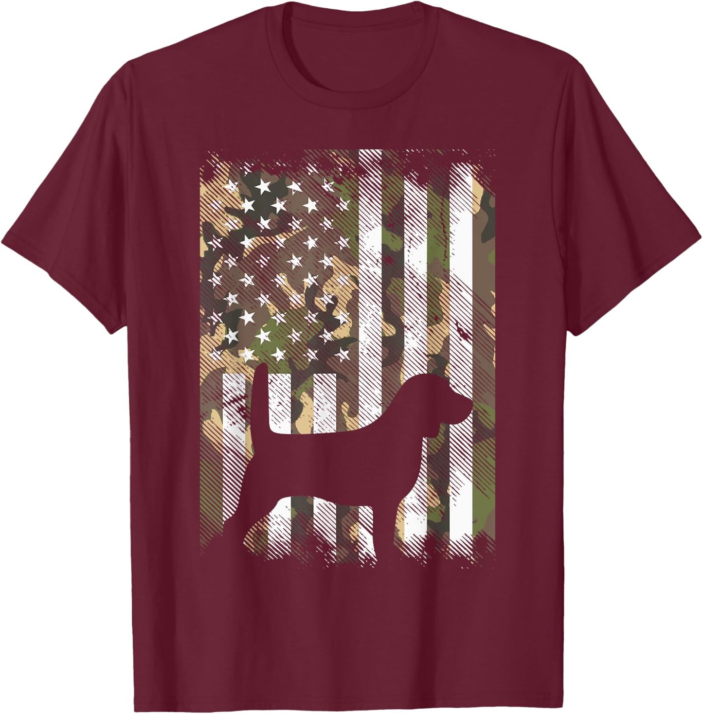Camo Flag Beagle Vintage Animal Pet Hound Dog Patriotic Gift Girls Kids Men T-Shirt - T-Shirt | Maroon