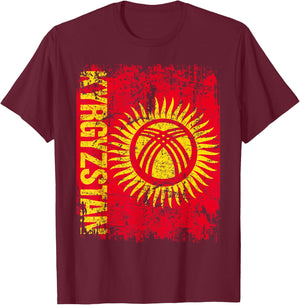 KYRGYZSTAN Flag Vintage Distressed KYRGYZSTAN T-Shirt - T-Shirt | Maroon