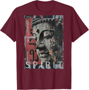 Hip Hop Retro Vintage Edgy Y2K Back Print Streetwear Buddha T-Shirt - T-Shirt | Maroon
