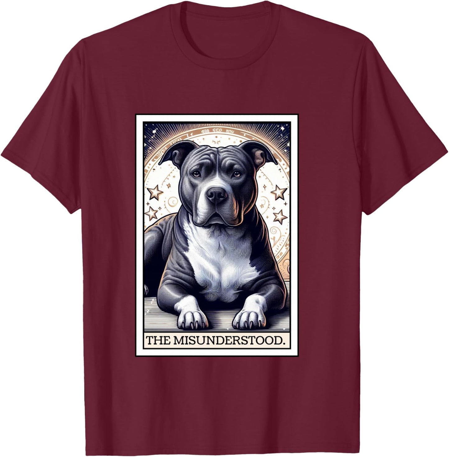 Pitbull Tarot Card Women Men Pitbull Lover Pittie Dog Mom T-Shirt - T-Shirt | Maroon