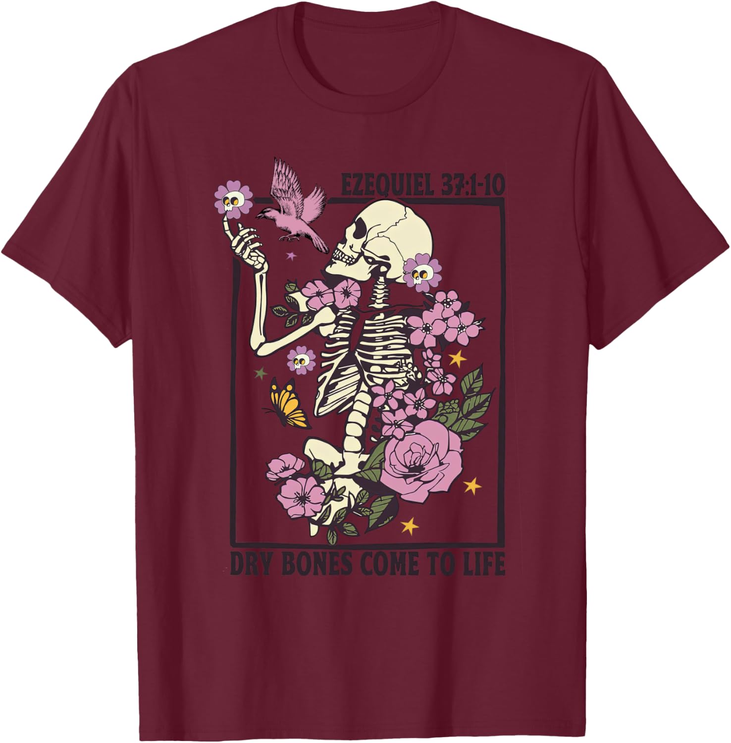 Skeleton Dry Bones Come To Life Christian Halloween Costume T-Shirt - T-Shirt | Maroon