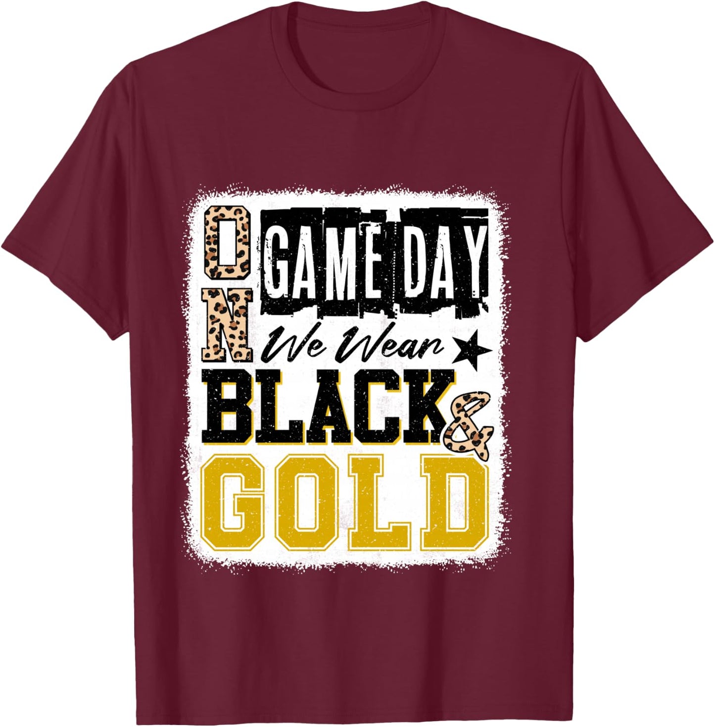 On Gameday Football We Wear Black and Gold School Spirit T-Shirt - T-Shirt | Maroon