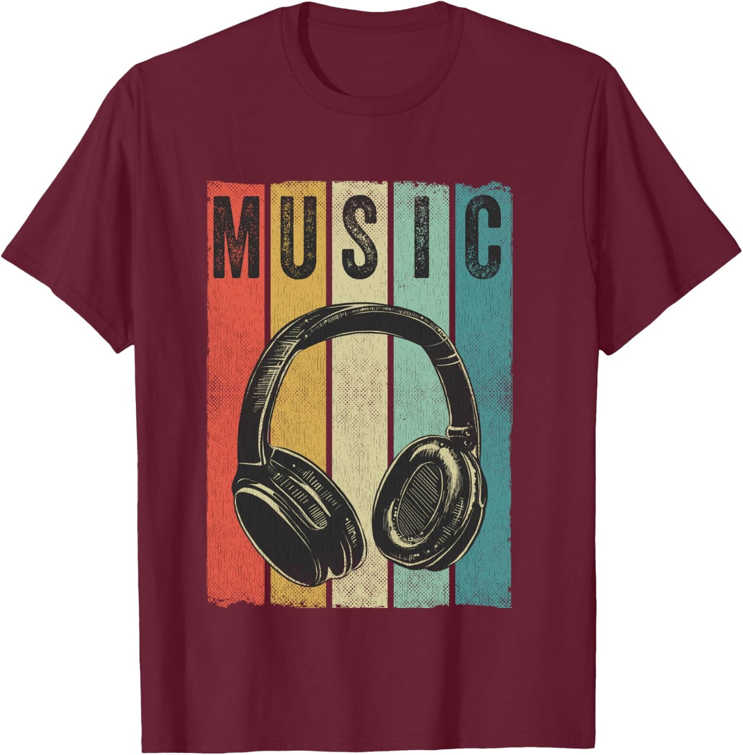 Electronic Music Lover DJ Gift Vintage Retro Headphones T-Shirt - T-Shirt | Maroon