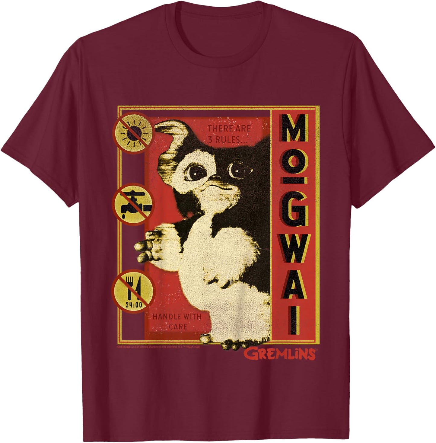 Kids Gremlins Mogwai Three Rules Poster T-Shirt - T-Shirt | Maroon