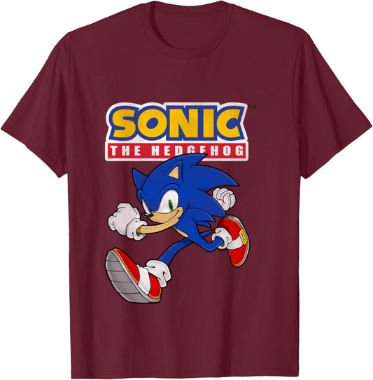 Sonic The Hedgehog Running Sonic Cool Portrait Vintage T-Shirt - T-Shirt | Maroon