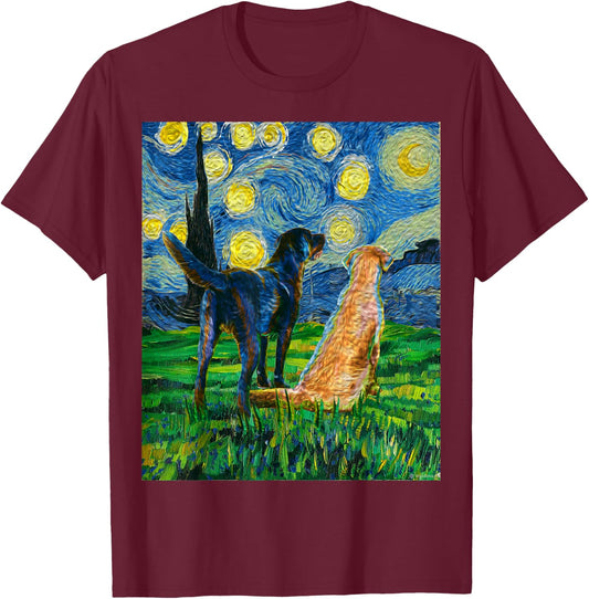 Gift Labrador Retriever Owner Dog Lover Art Van Gogh Women T-Shirt - T-Shirt | Maroon