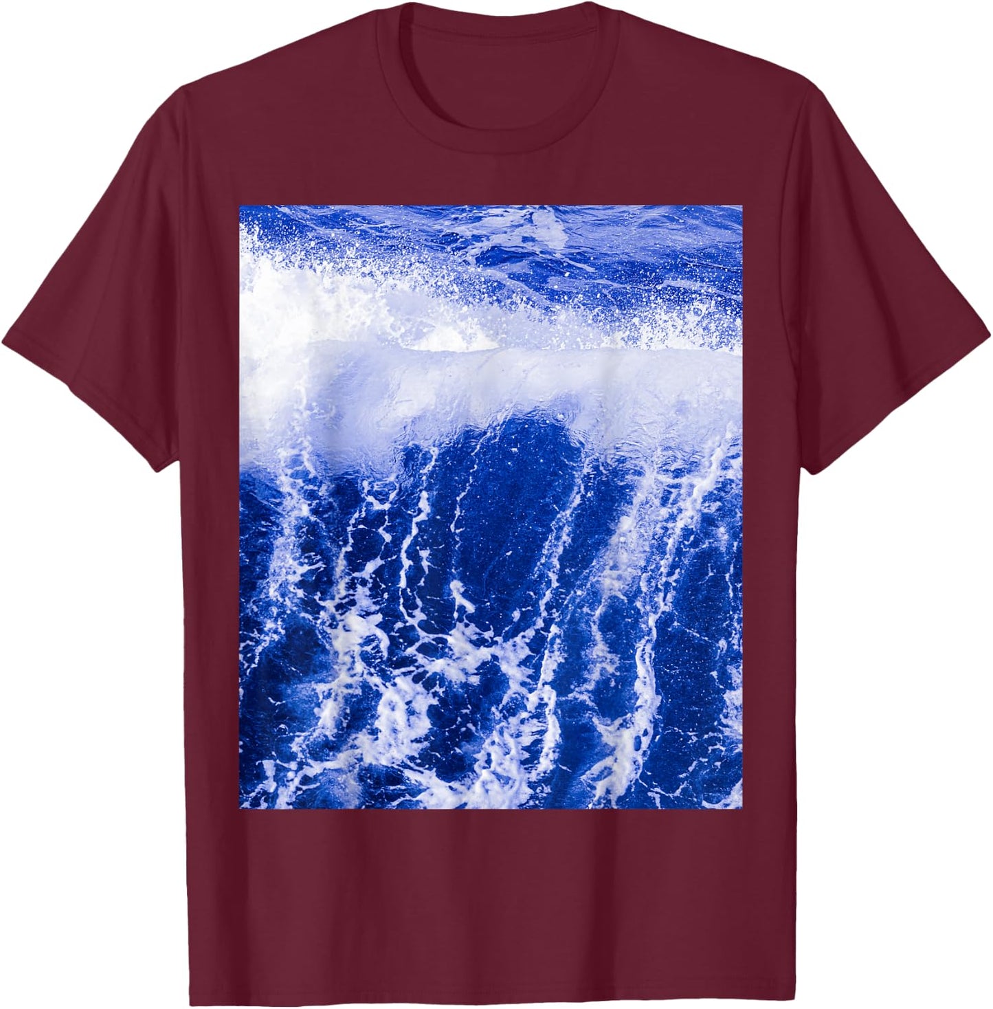 Blue Ocean Wave - Blue foaming clear water T-Shirt - T-Shirt | Maroon