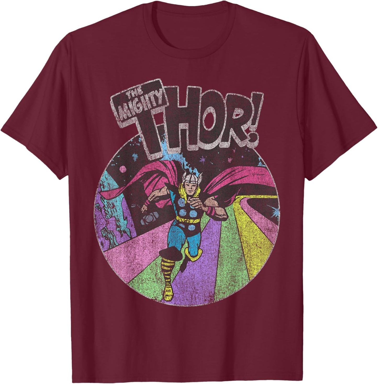 Marvel Avengers The Mighty Thor Distressed Retro Portrait T-Shirt - T-Shirt | Maroon