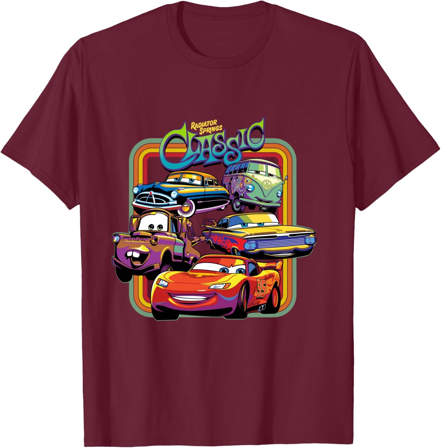 Disney Pixar Cars Radiator Springs Classic T-Shirt - T-Shirt | Maroon