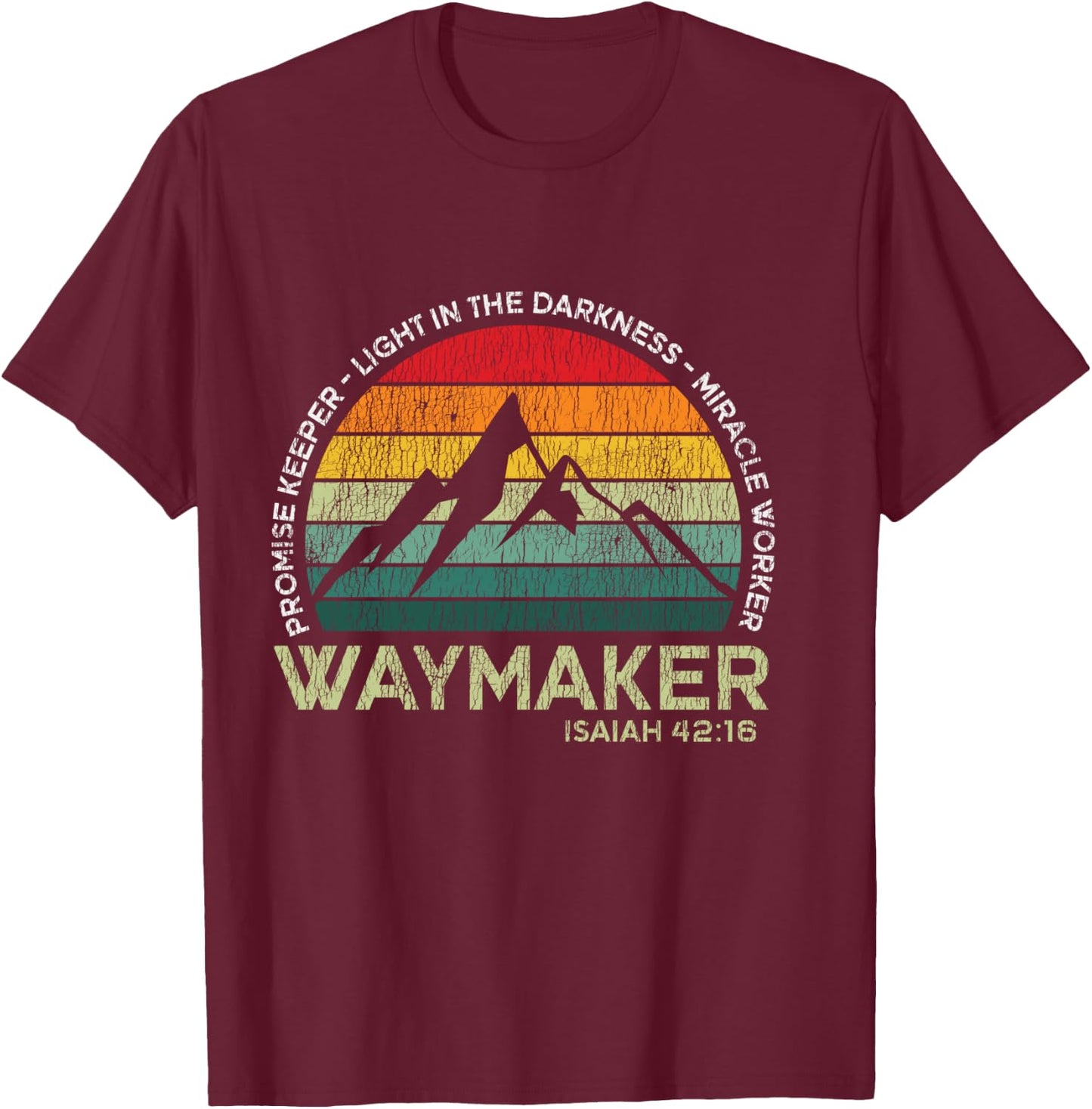 Vintage Waymaker Promise Keeper Miracle Worker Christian T-Shirt - T-Shirt | Maroon