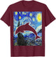 Dolphin Starry Night Dolphin Lover Cetology T-Shirt - T-Shirt | Maroon