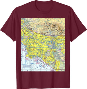 Aeronautical chart Los Angeles VFR sectional pilot T-Shirt - T-Shirt | Maroon