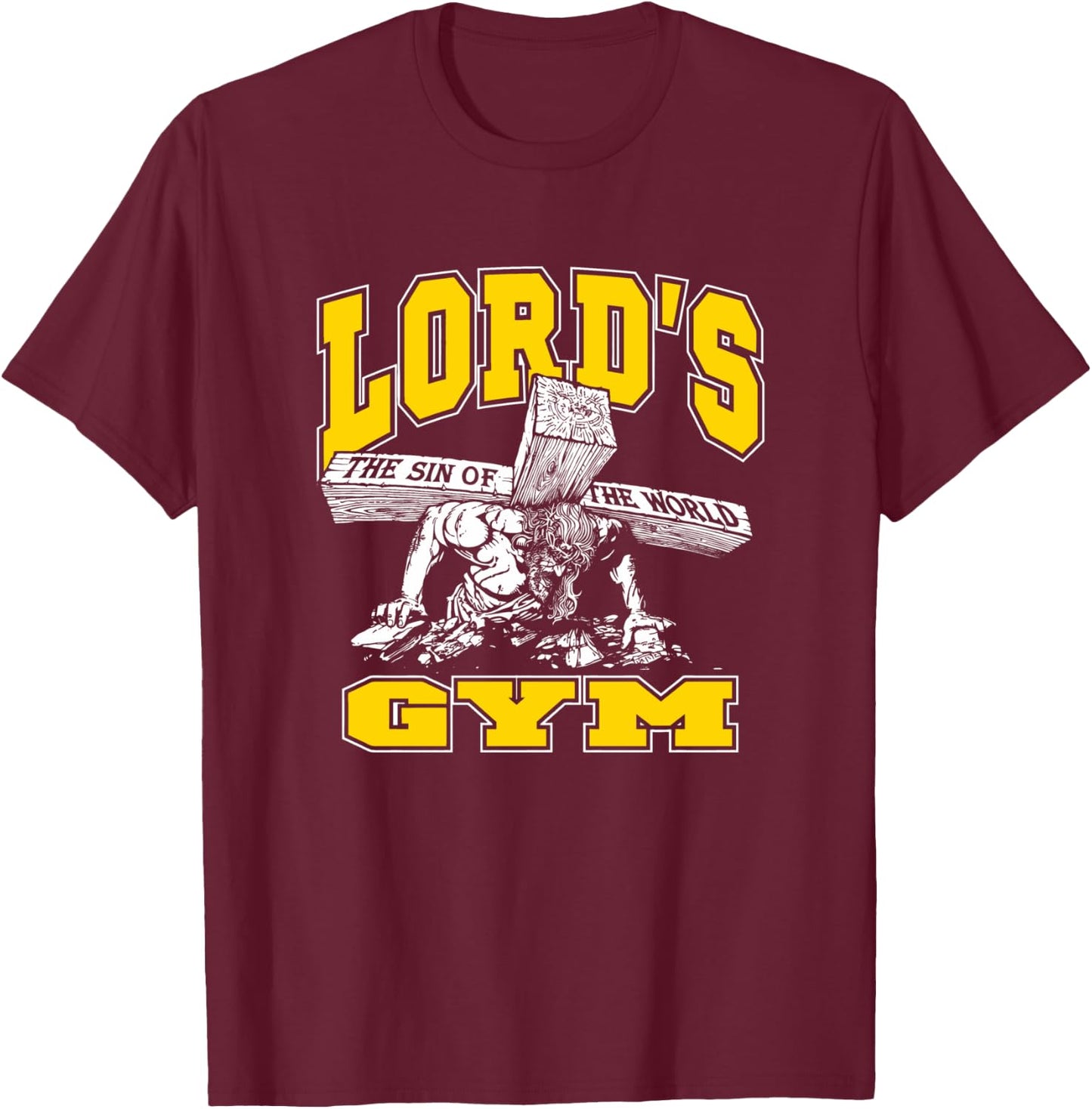 Lords Gym - Lord's The Sin of World Jesus T-Shirt - T-Shirt | Maroon