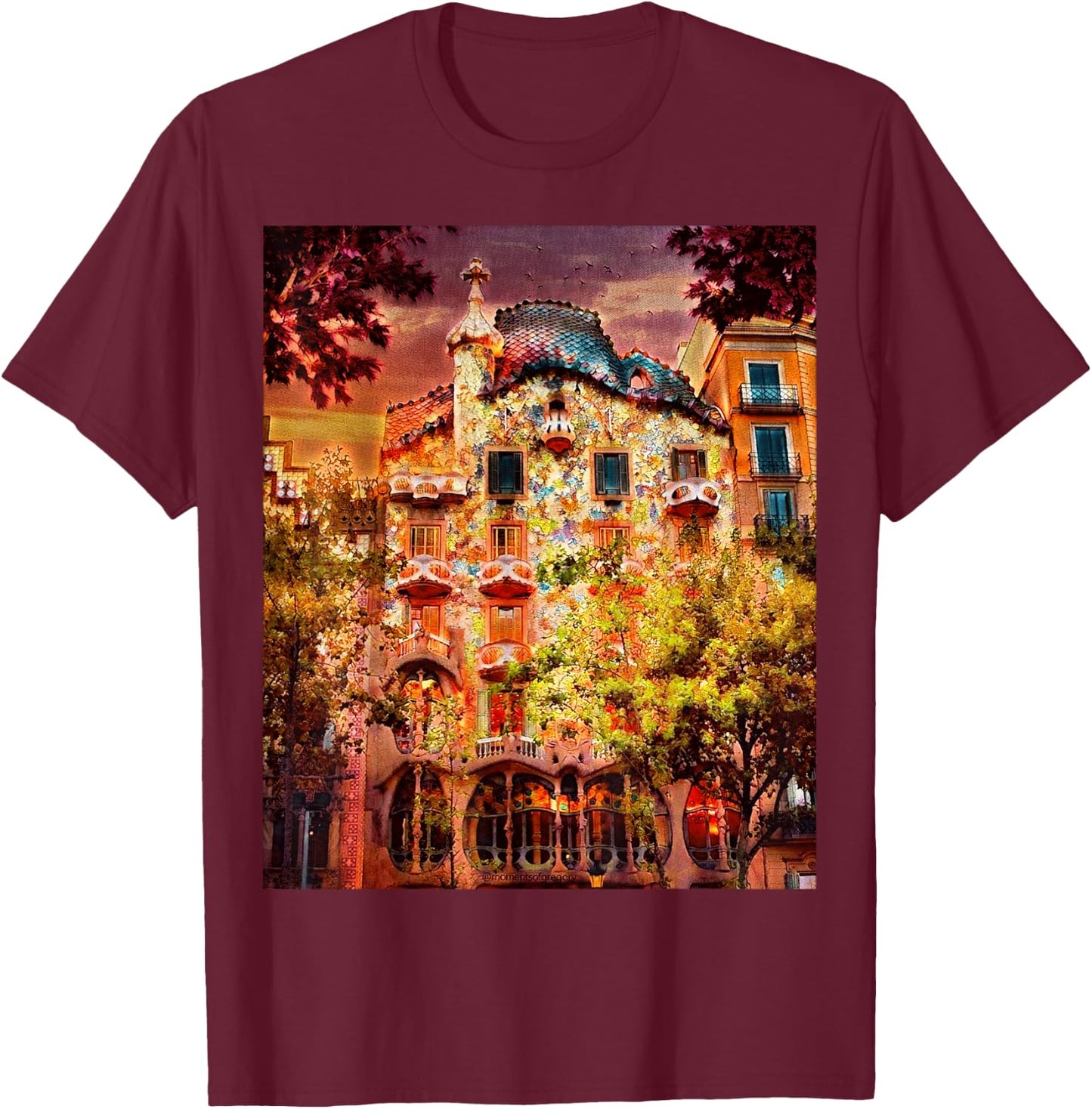 Casa Battlo - Barcelona, Spain T-Shirt - T-Shirt | Maroon