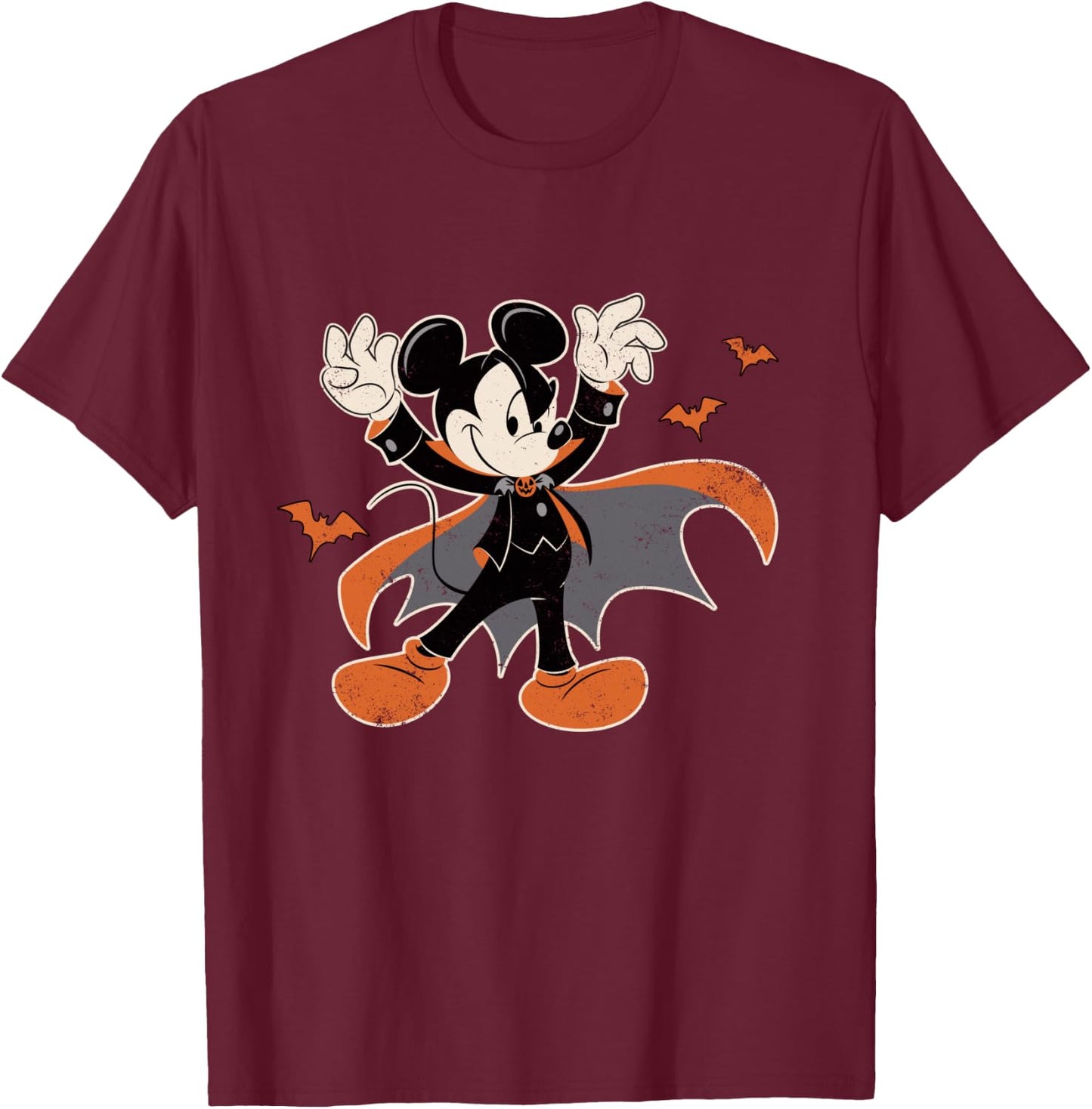 Disney Mickey Mouse Spooky Dracula Costume Halloween T-Shirt - T-Shirt | Maroon