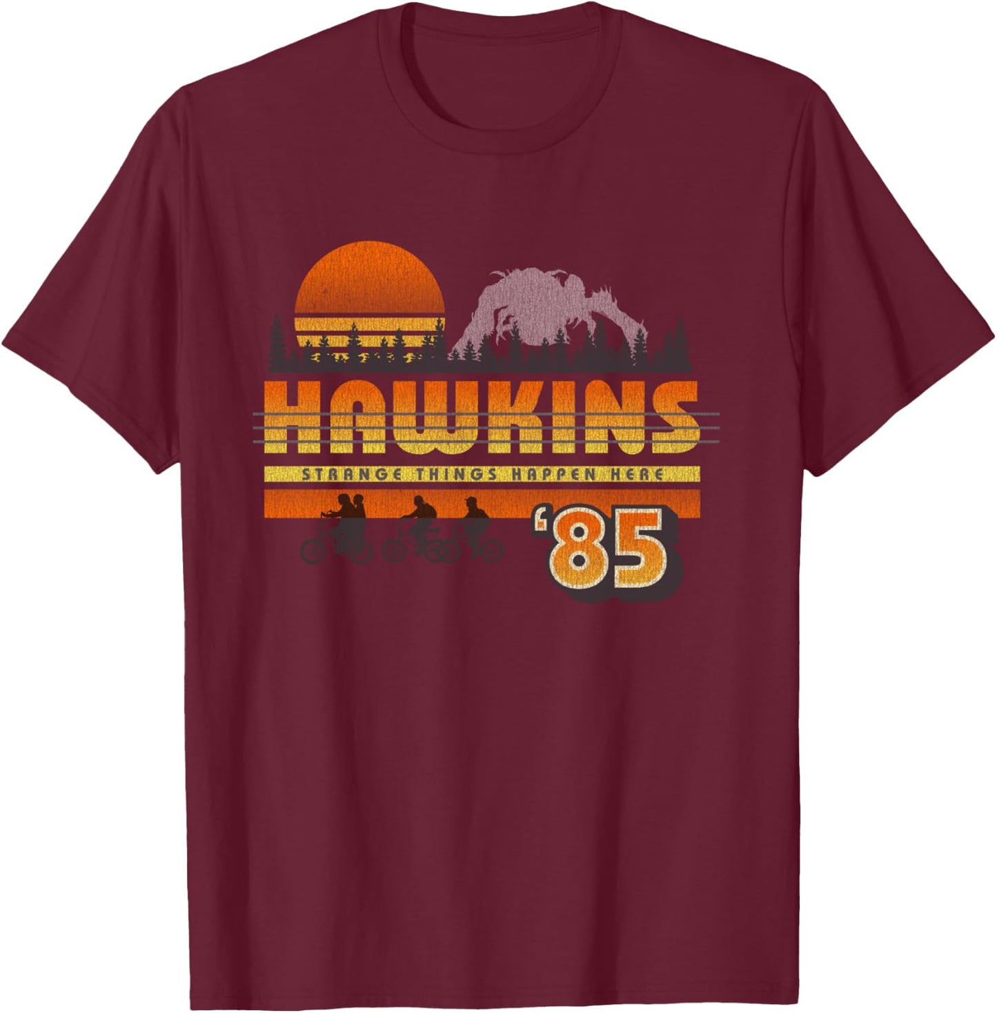 Netflix Stranger Things Hawkins Strange Things 85 Retro T-Shirt - T-Shirt | Maroon