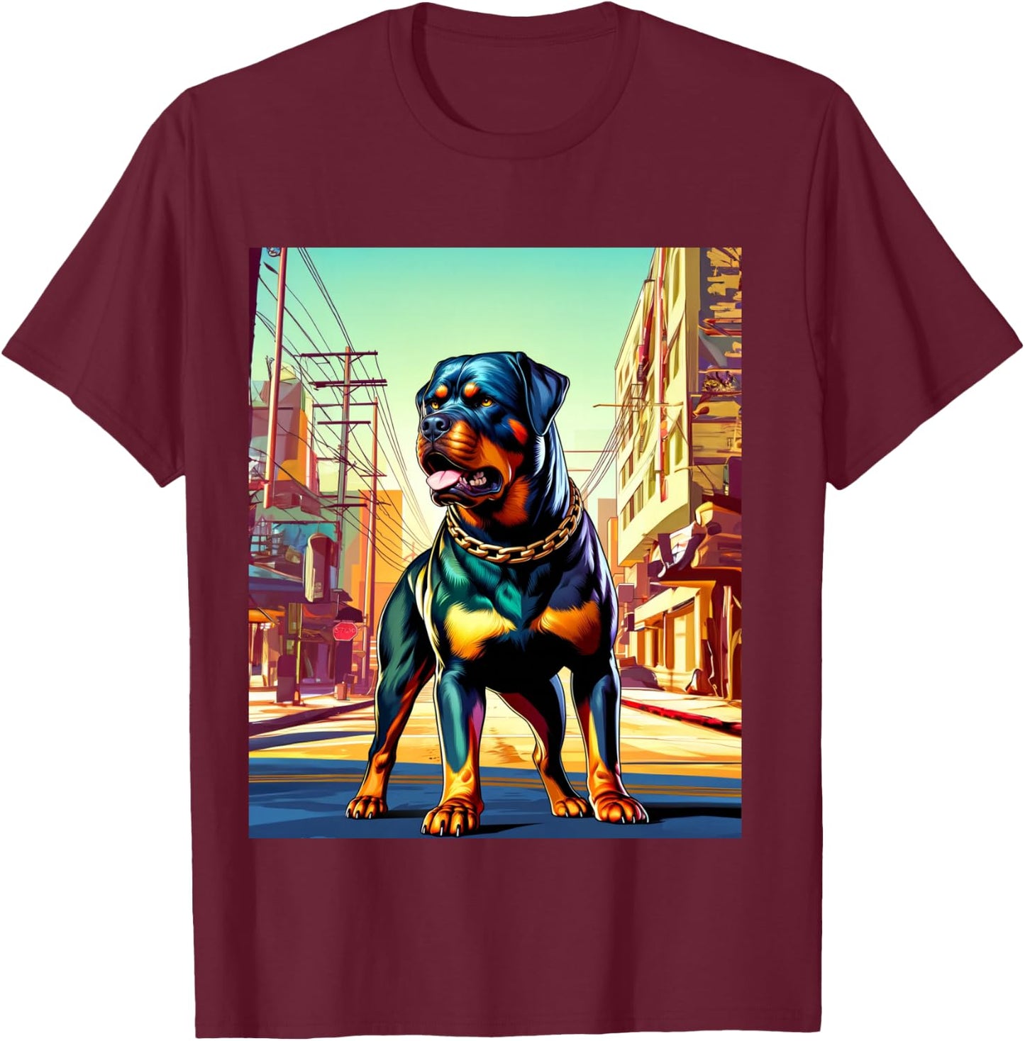 GTA Rottweiler Style T-Shirt - T-Shirt | Maroon