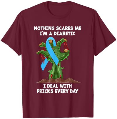 Funny T1D Diabetic Type 1 Diabetes Awareness Halloween T-Shirt - T-Shirt | Maroon