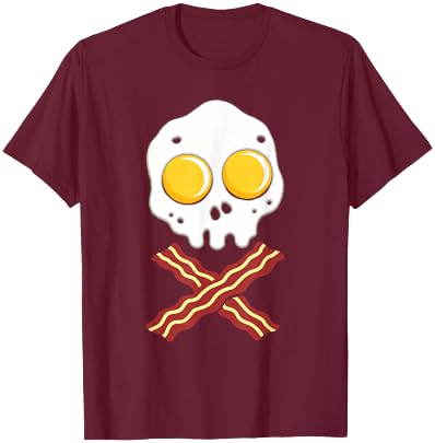 Fried Egg with Bacon - Skull Bone - Food T-Shirt - T-Shirt | Maroon