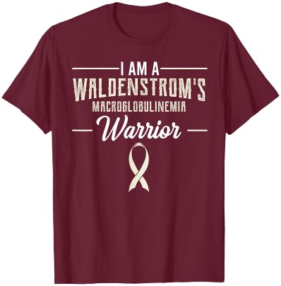 WM Awareness Warrior Apparel Waldenstrom's Macroglobulinemia Warrior -Adult Black Small T-Shirt - T-Shirt | Maroon