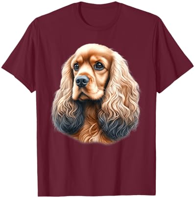 Cocker Spaniel Dog Portrait T-Shirt - T-Shirt | Maroon