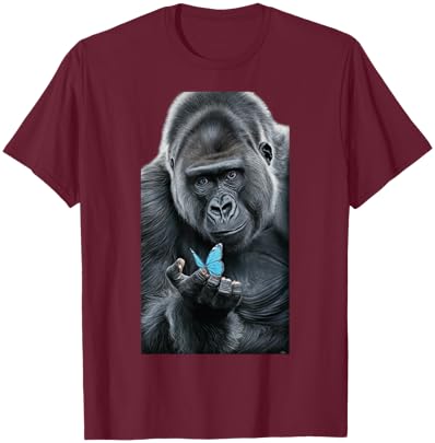 Gorilla Butterfly Artwork funny animal T-Shirt - T-Shirt | Maroon