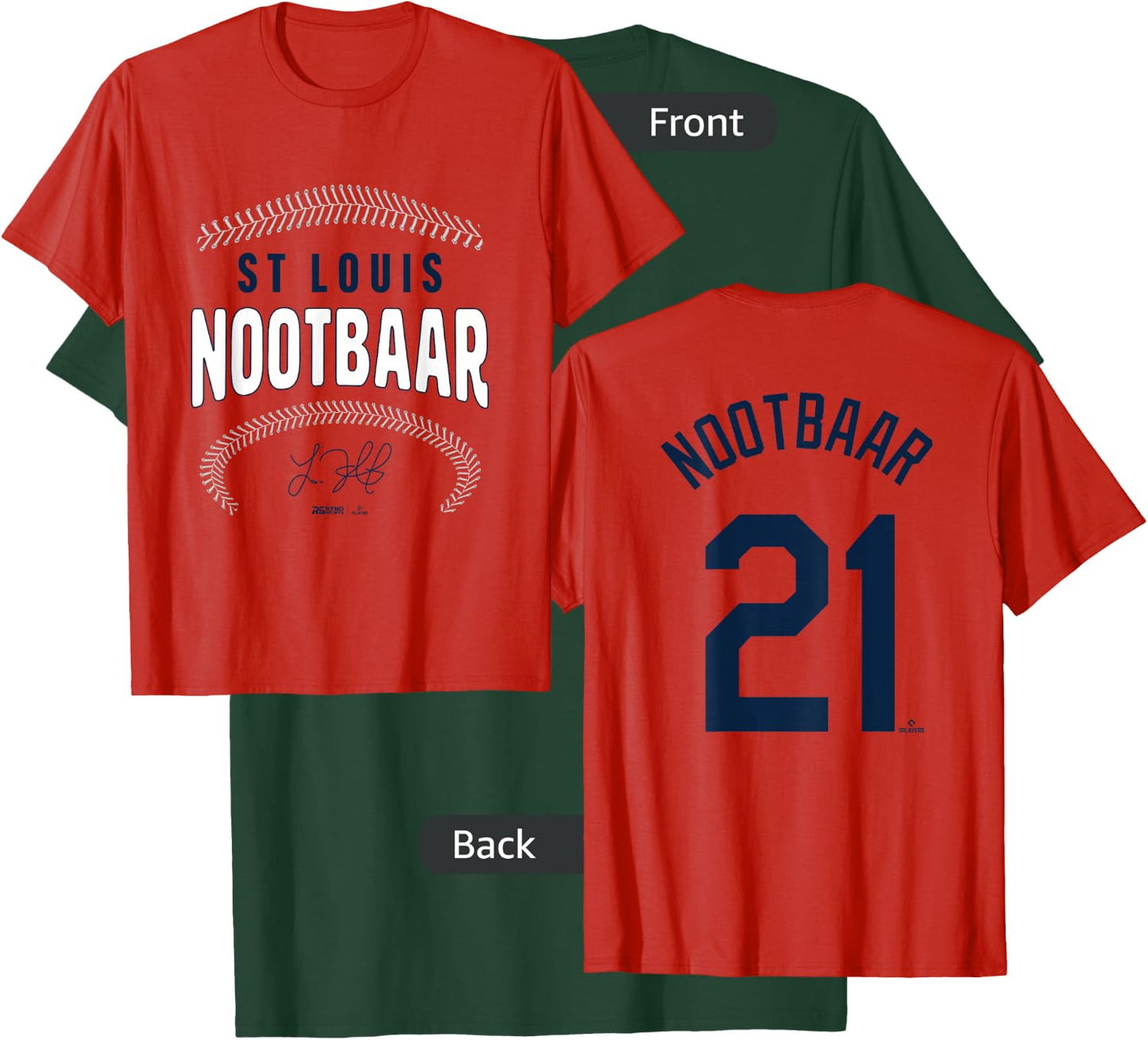 Lars Nootbaar St. Louis Baseball Name & Number (Front&Back) T-Shirt - T-Shirt | Forest