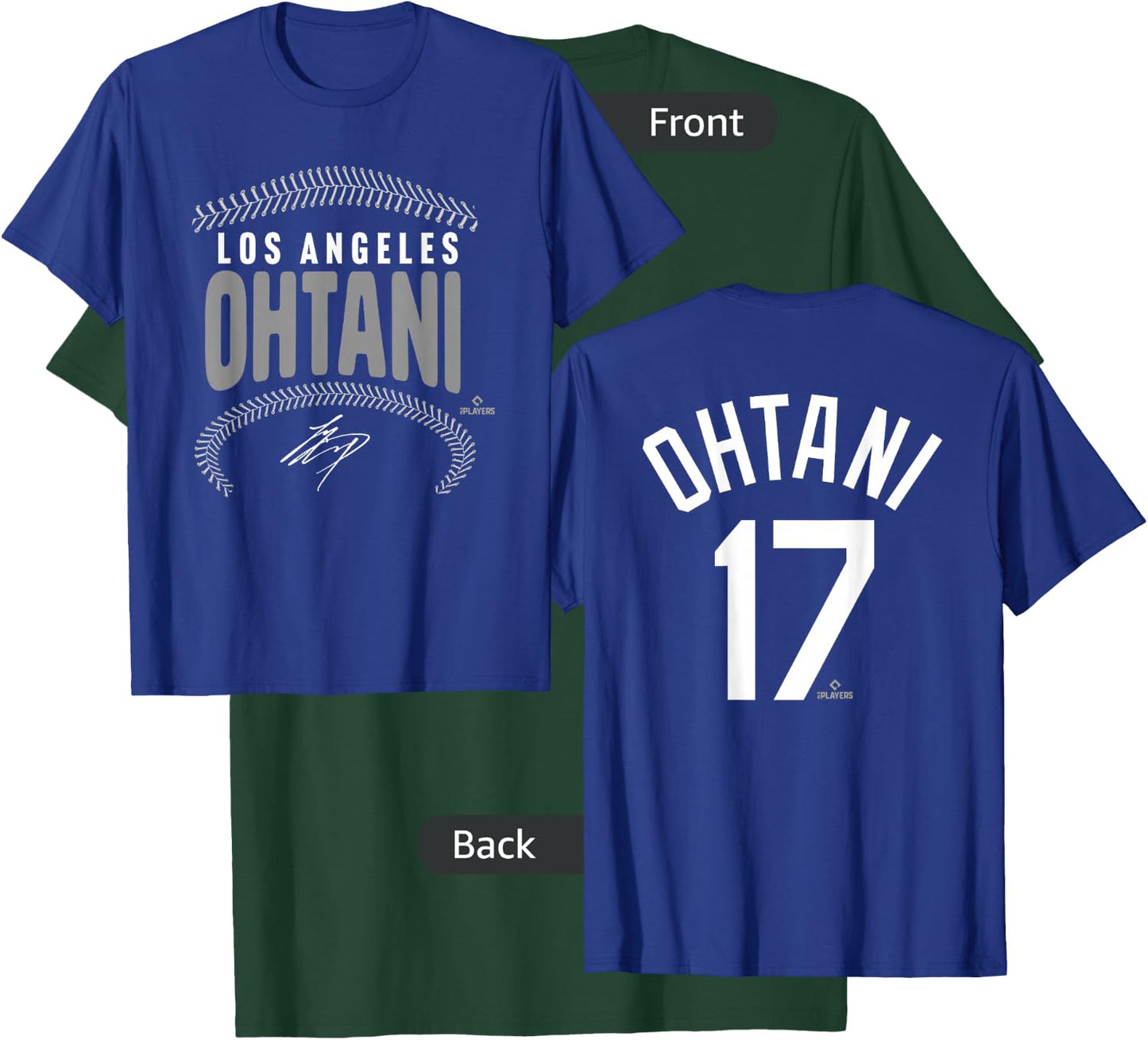 Shohei Ohtani Los Angeles Name & Number (Front & Back) MLBPA T-Shirt - T-Shirt | Forest