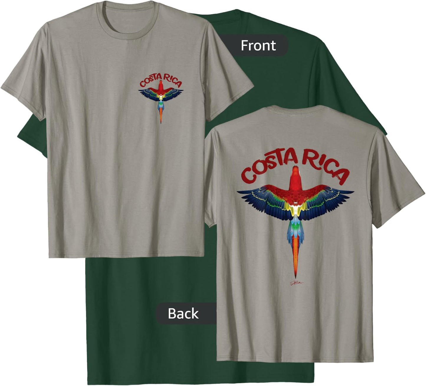 JCombs: Costa Rica Scarlet Macaw (Two-Sided) T-Shirt - T-Shirt | Forest