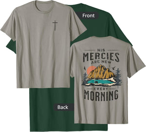 His Mercies Are New Every Morning Christian (On Back) T-Shirt - T-Shirt | Forest