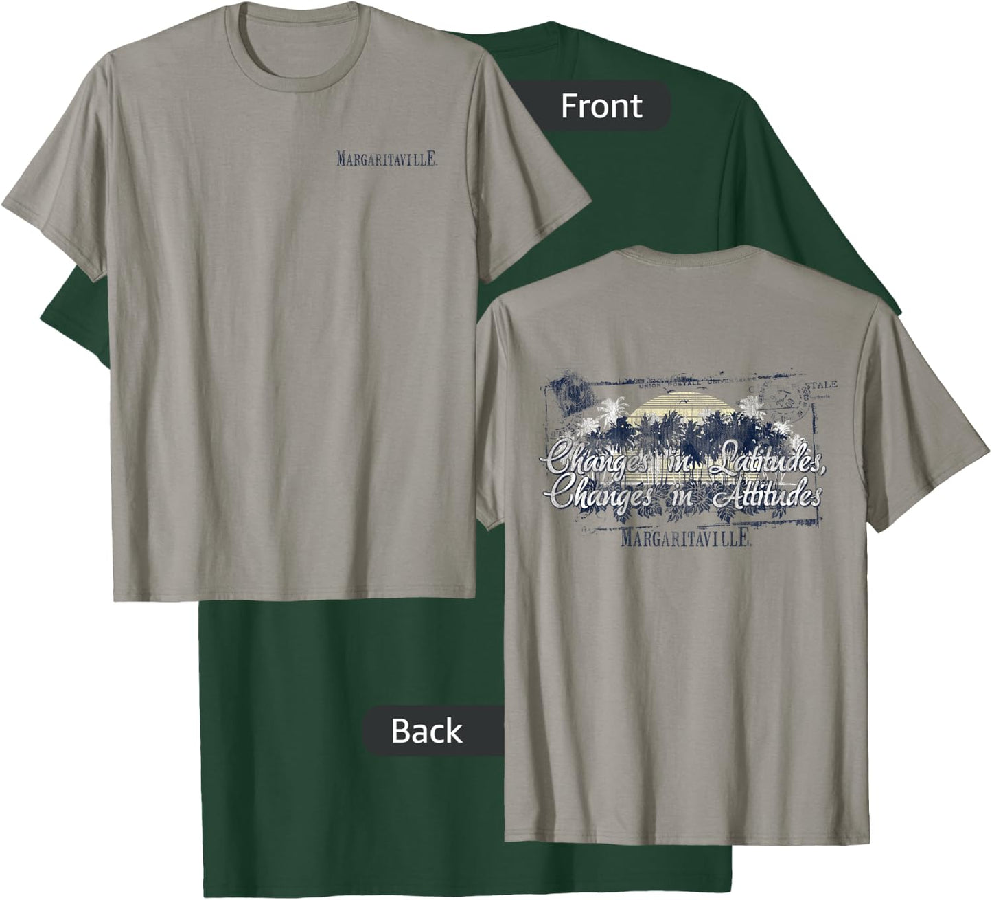 Margaritaville Changes in Latitudes, Changes in Attitudes Heather Grey Women's Classic Fit Cotton/Polyester Blend T-Shirt - T-Shirt | Forest