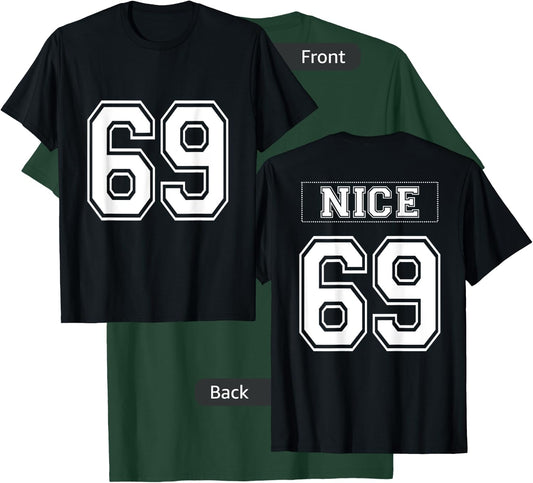 69 Nice - Mock Football Sports Jersey - White Text T-Shirt - T-Shirt | Forest