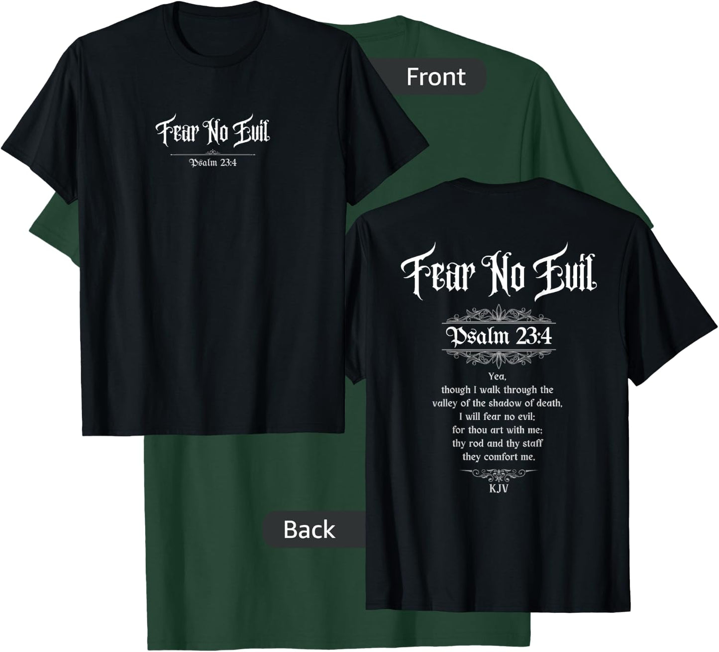 Jedidiah Sousa Fear No Evil Psalm 23:4 Women's Black Cotton T-Shirt - T-Shirt | Forest