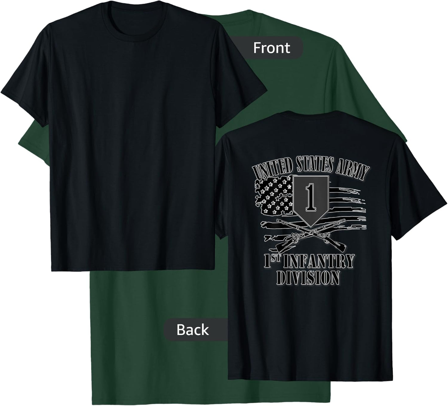 U.S. Army 1st Infantry Division (Back Design) T-Shirt - T-Shirt | Forest