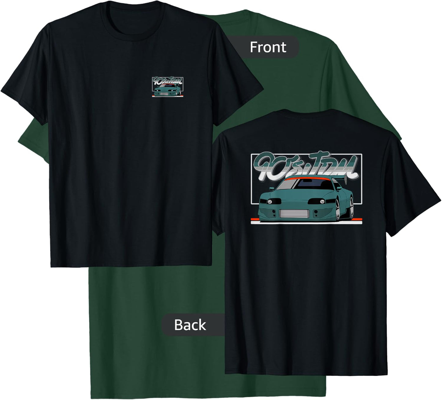 90s JDM TY MK4 GT Teal Car 2-Side Graphic T-Shirt - T-Shirt | Forest