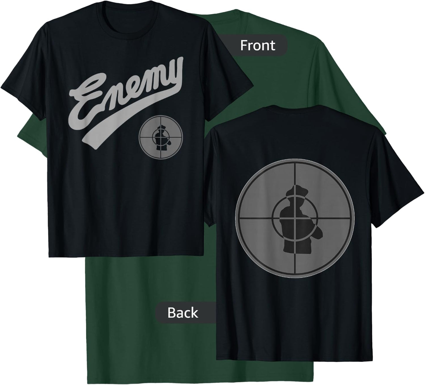 Public Enemy Official Enemy Target Black & Grey T-Shirt - T-Shirt | Forest