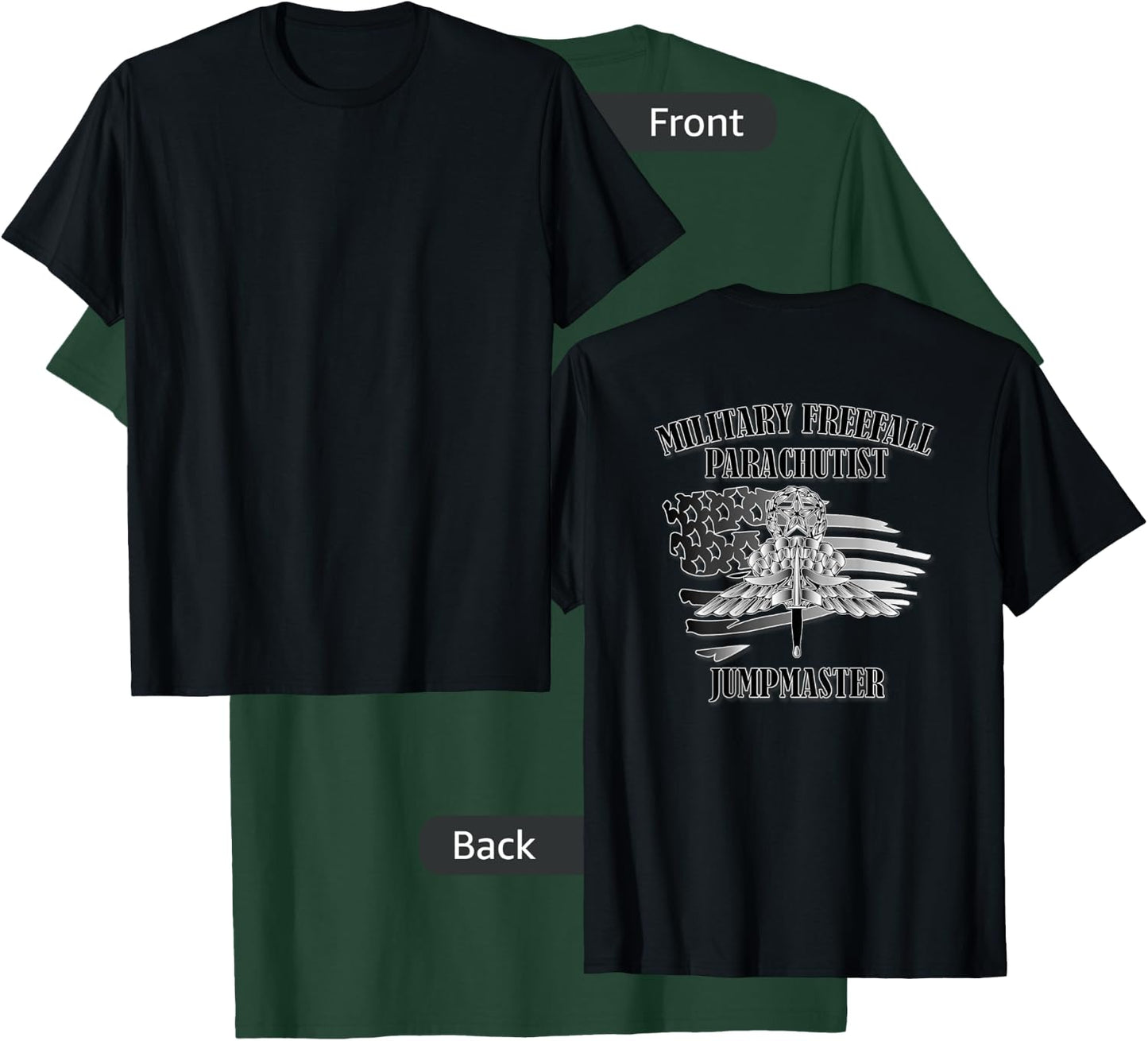 Military Freefall Parachutist- Jumpmaster (Back Design) T-Shirt - T-Shirt | Forest